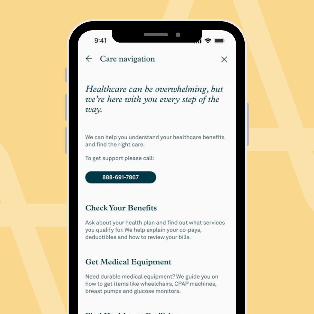 Care Navigation Screenshot