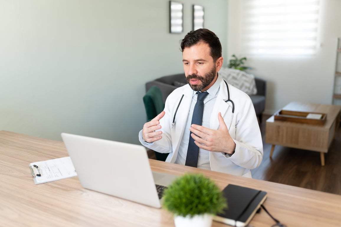 Virtual primary care doctor conducting appointment