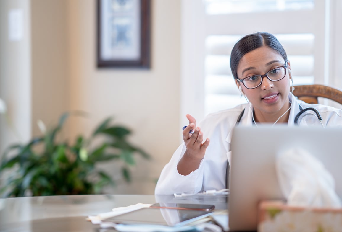 Primary care doctor conducting virtual visit with patient